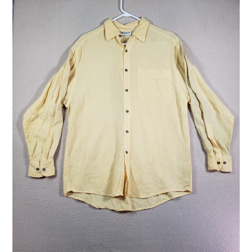 Timbuk2 Shirt Mens 1 Button Up Lyocell Yellow Pocket Made In USA Collar Vintage